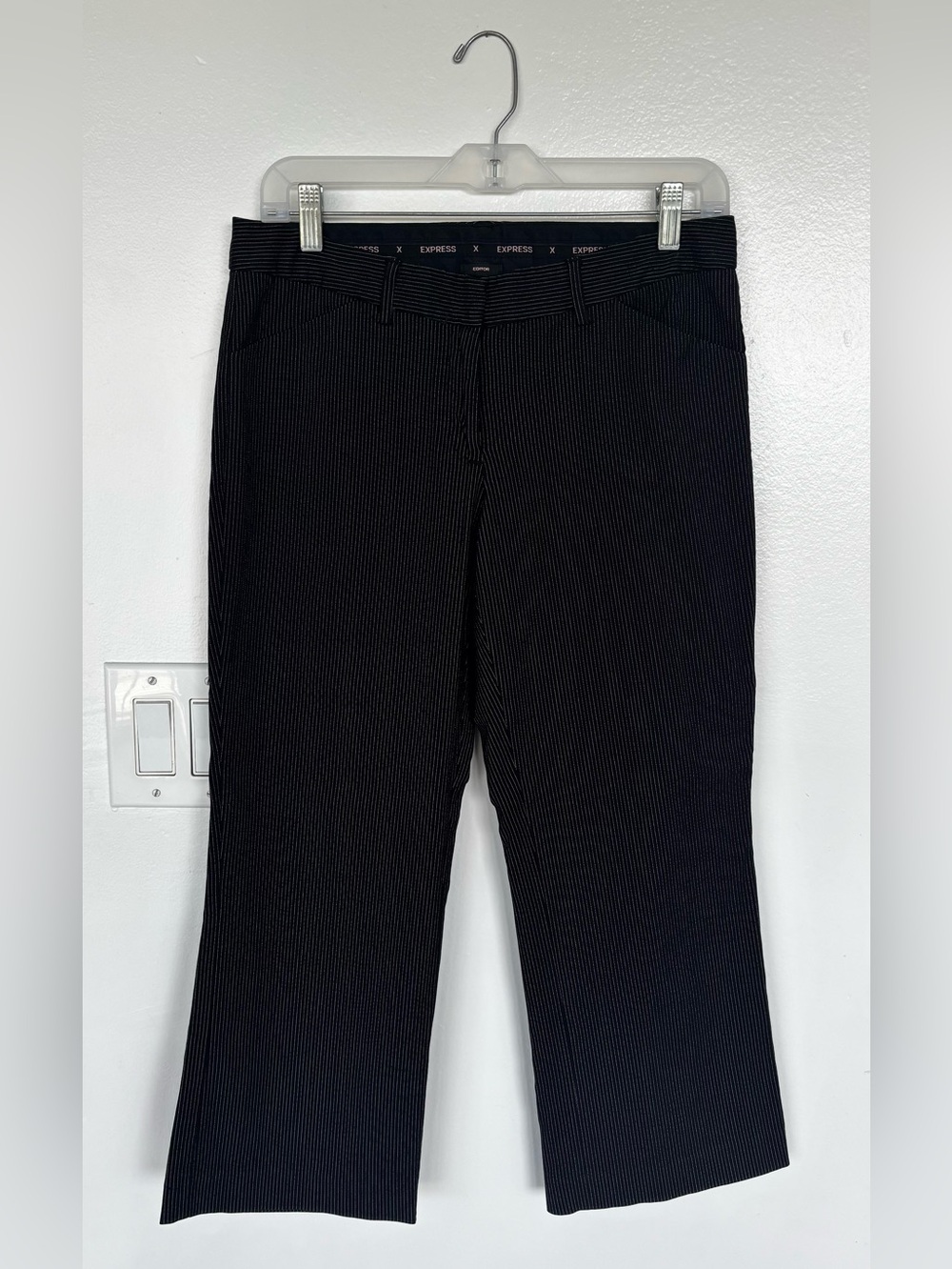 Express Black Pinstripe Capris